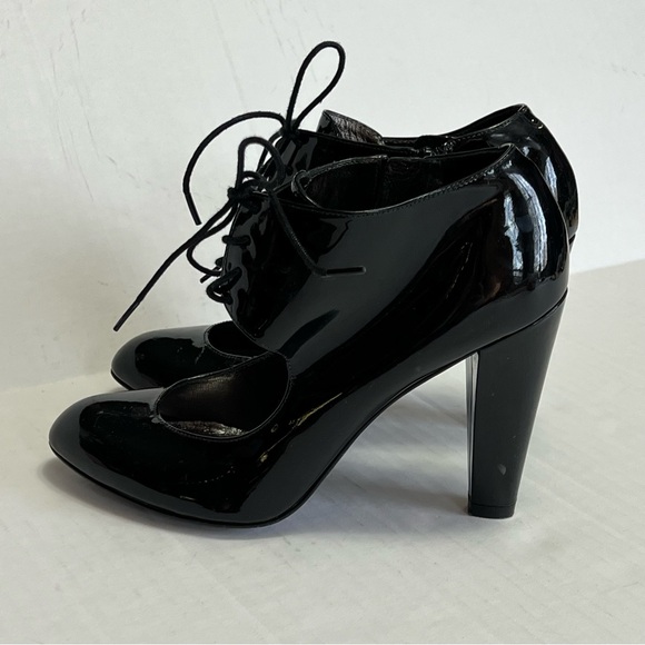 MARC JACOBS Black Patent Leather Cutout Mary Jane EU 37.5 US 7 lace-up Heel Pump - Picture 3 of 7
